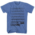 Royal heather Jaws t-shirt featuring Jaws Dun Nun John Williams score design