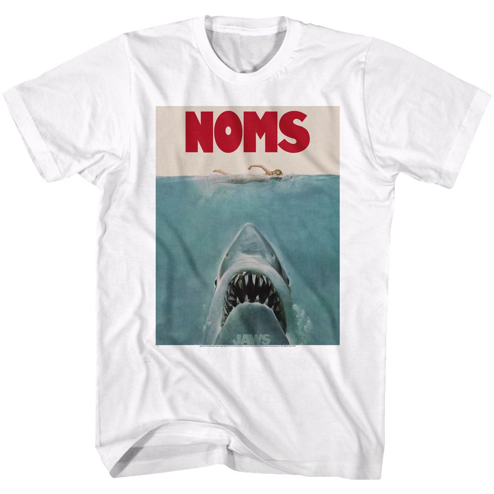 White Jaws t-shirt featuring Jaws Noms design