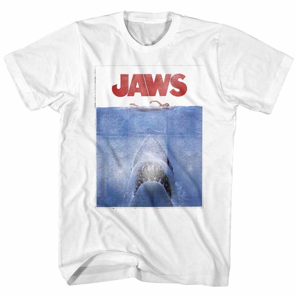 White Jaws t-shirt featuring Jaws title design