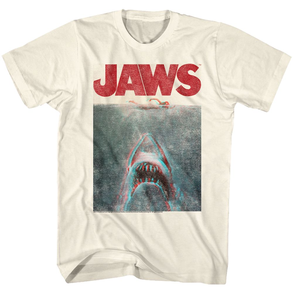 Natural Jaws t-shirt featuring Jaws In Terrifying 3-D design