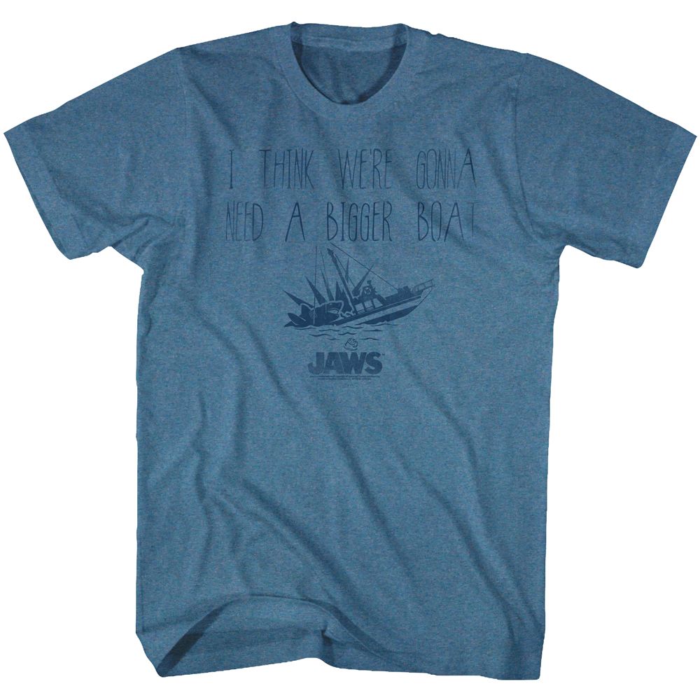 Indigo heather Jaws t-shirt featuring Jaws Bigger design