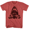 Red heather Jaws t-shirt featuring Jaws Burnt Jaws design