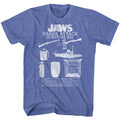 Royal heather Jaws t-shirt featuring Jaws Survival Kit 2 design