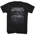 Black heather Jaws t-shirt featuring Jaws Shark Boat design