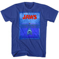 Royal blue Jaws t-shirt featuring Jaws 8-Bit Terror design