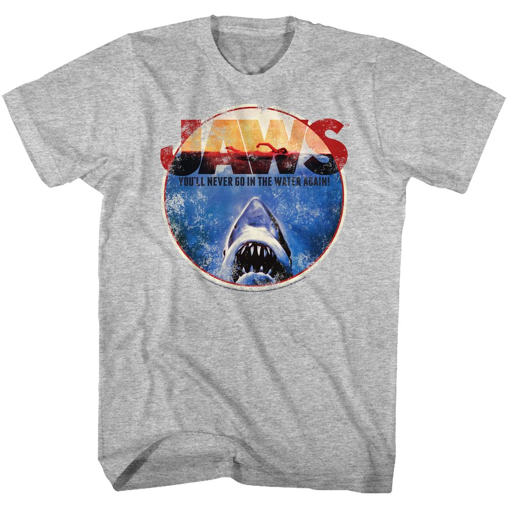 Gray heather Jaws t-shirt featuring Jaws OMG design