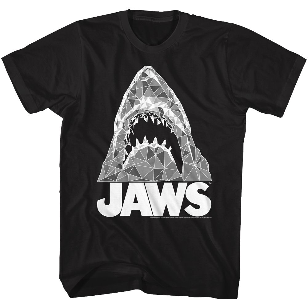 Black Jaws t-shirt featuring Jaws Geometric Sharks design