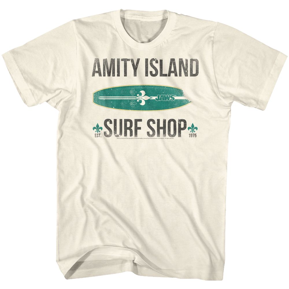 Natural Jaws t-shirt featuring Jaws Amity Surf Shop design