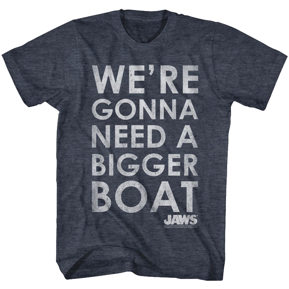 Navy Jaws t-shirt featuring Jaws You're Gonna Need A Bigger Boat design