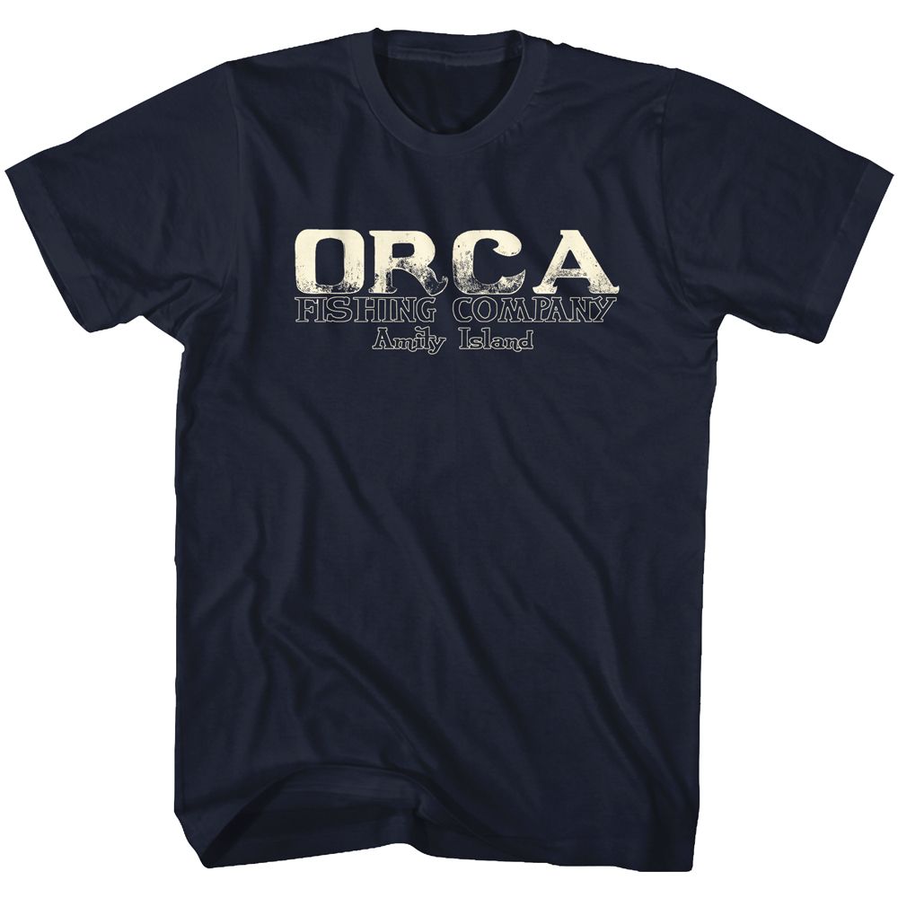Navy Jaws t-shirt featuring Jaws Orca Fish Co design
