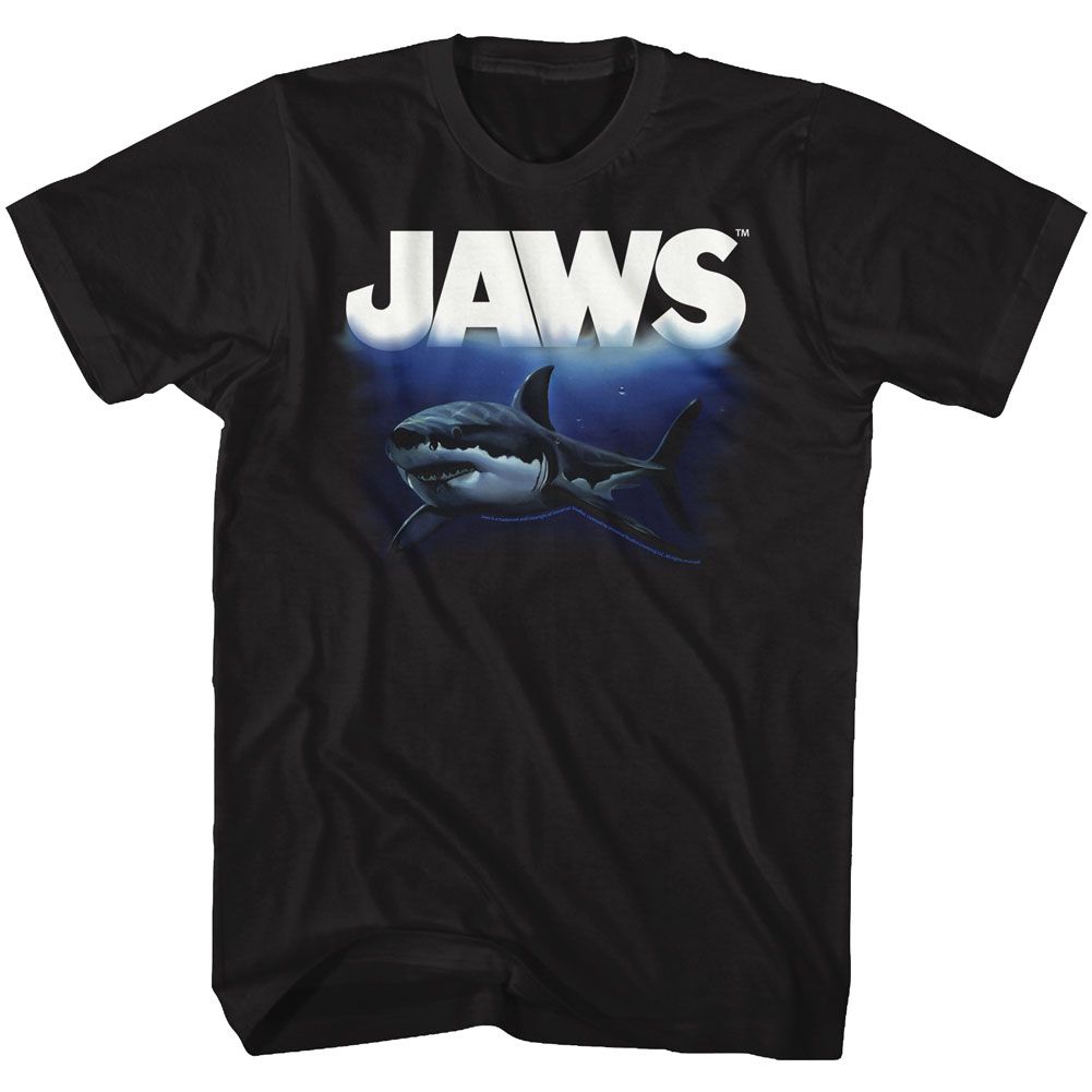 Black Jaws t-shirt featuring Jaws Deep Blue Sea design