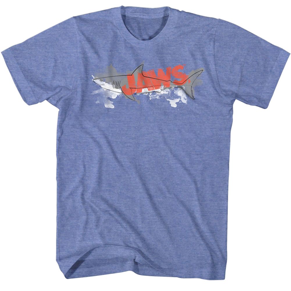 Light blue heather Jaws t-shirt featuring Jaws Watermark design