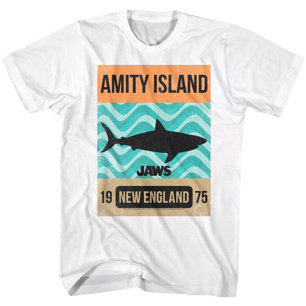White Jaws t-shirt featuring Jaws Waves design