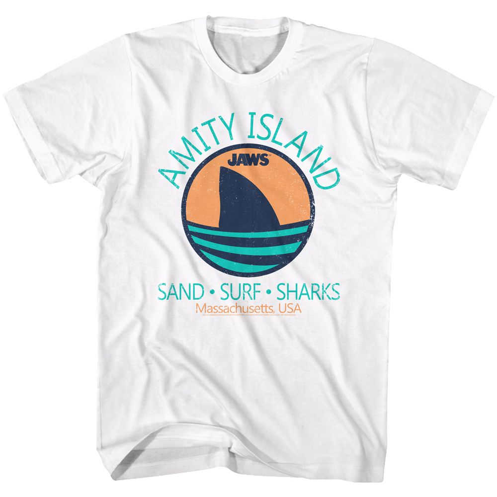 White Jaws t-shirt featuring Jaws Shark Fin design