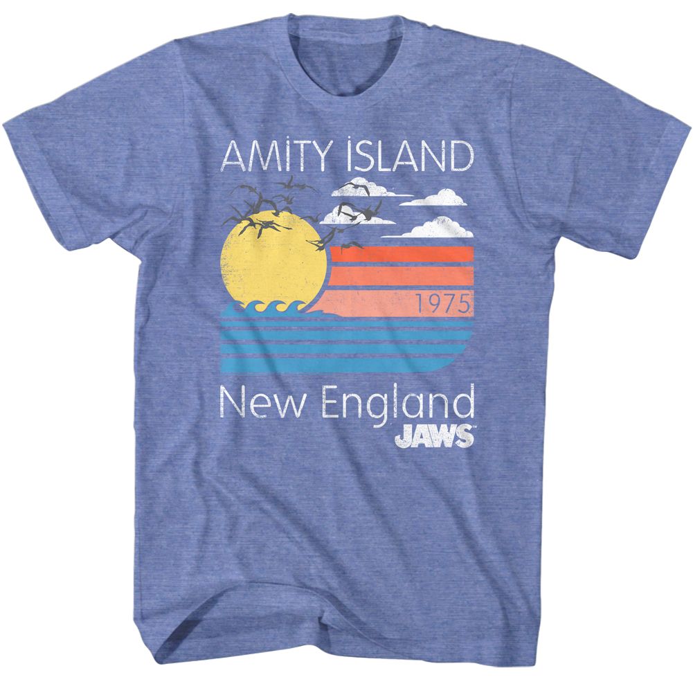 Light blue heather Jaws t-shirt featuring Jaws Pastels design