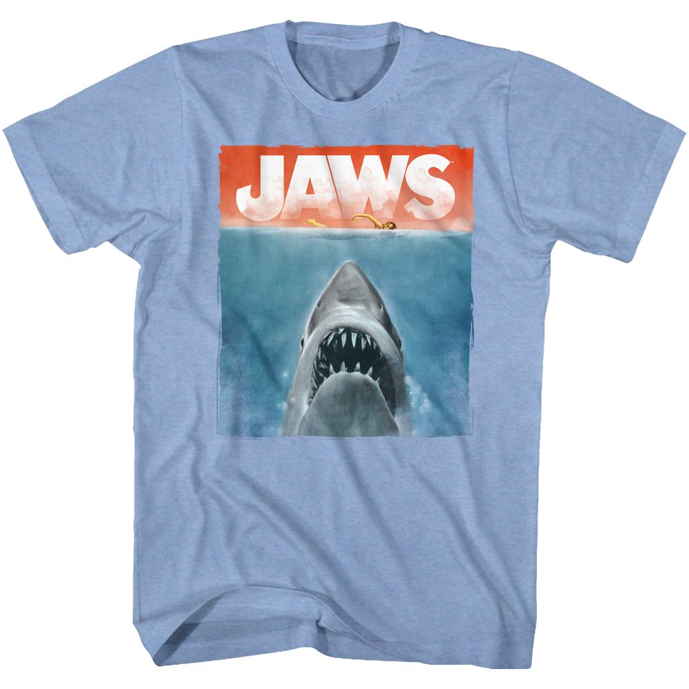 Light blue heather Jaws t-shirt featuring Jaws Colors design