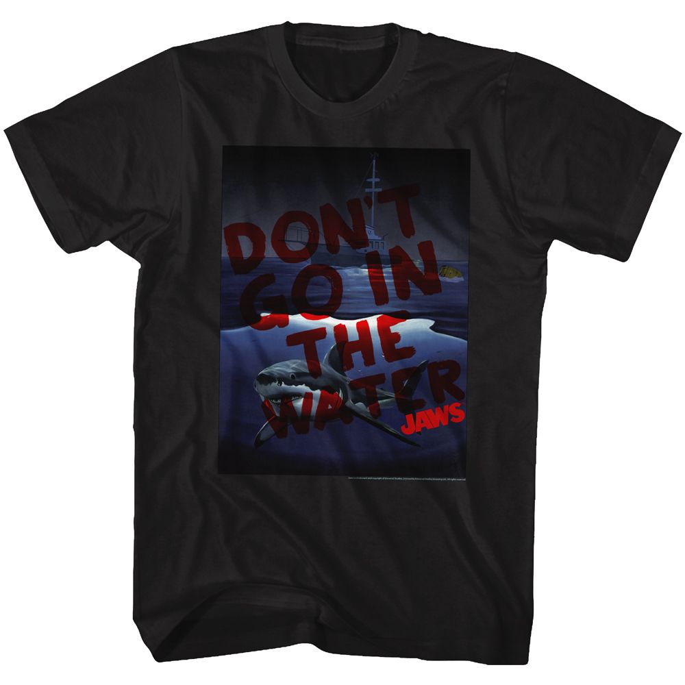 Black Jaws t-shirt featuring Jaws Don't Go In design