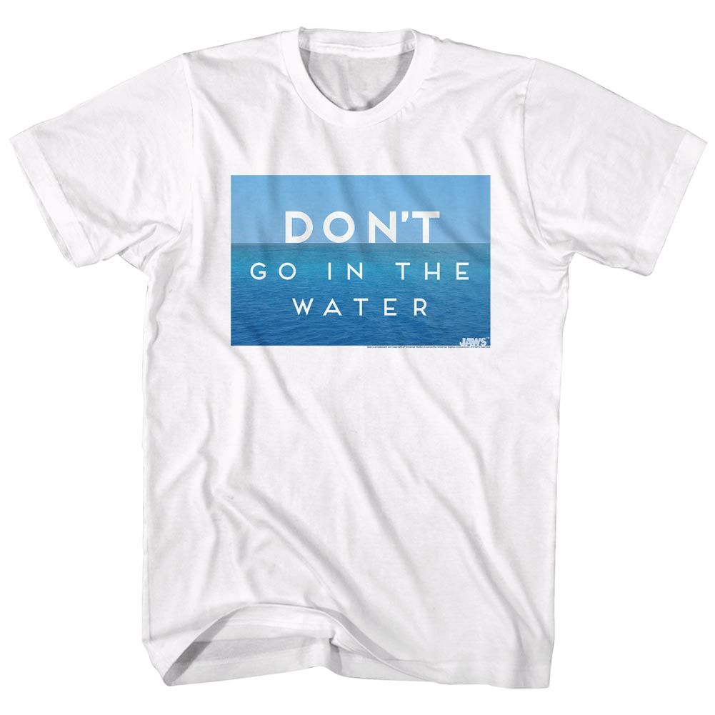 White Jaws t-shirt featuring Jaws Don't Go In The Water design