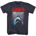 Navy heather Jaws t-shirt featuring Jaws R-D Logo design