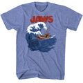 Light blue heather Jaws t-shirt featuring Jaws Shark Swell design