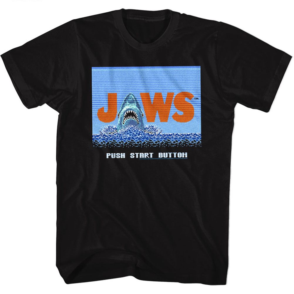 Black Jaws t-shirt featuring Jaws Video Game Jaws design