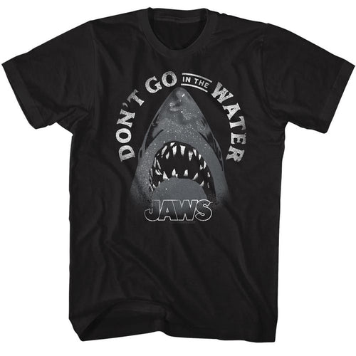 Black Jaws t-shirt featuring Jaws Text Arch design