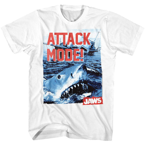 White Jaws t-shirt featuring Jaws Attack Mode design