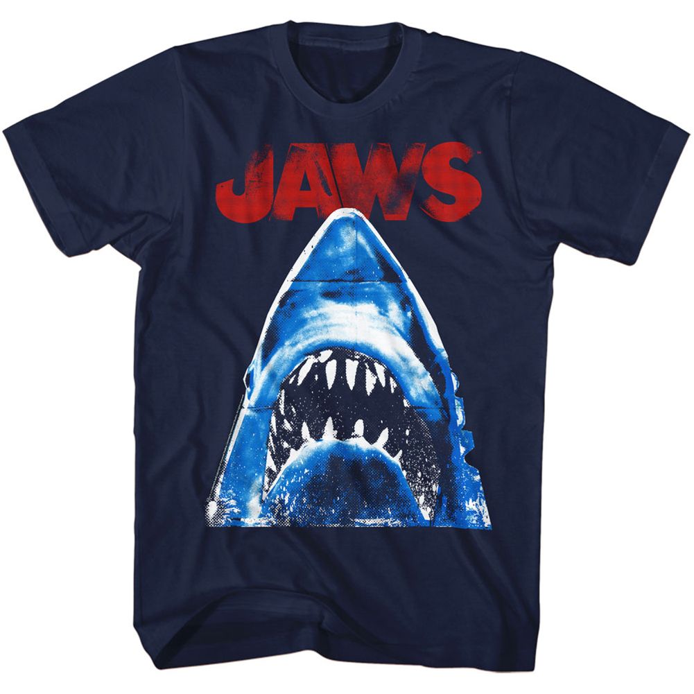 Navy Jaws t-shirt featuring Jaws Halftone design