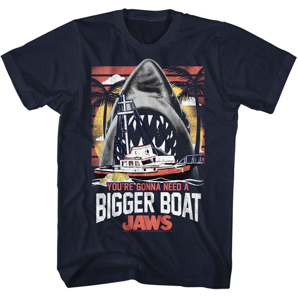 Navy Jaws t-shirt featuring Jaws You're Gonna Need A Bigger Boat YGNABB design