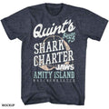 Navy heather Jaws t-shirt featuring Jaws Quint's design