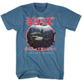 Indigo heather Jaws t-shirt featuring Jaws Japanese Warning design