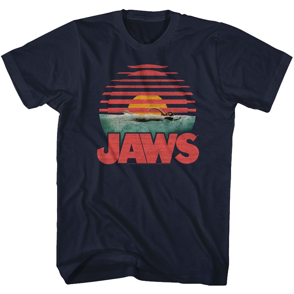 Navy Jaws t-shirt featuring Jaws Sliced design