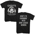 Black Jaws t-shirt featuring Jaws Quint's USS Indianapolis quote design (front and back)