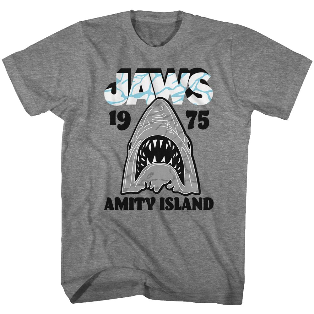 Graphite heather Jaws t-shirt featuring Jaws Gray and White design