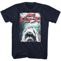 Navy Jaws t-shirt featuring Jaws Worn Japanese Poster design