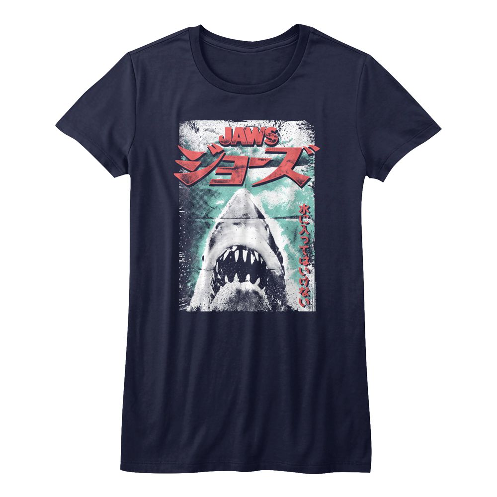 Jaws Ladies T-Shirt - Worn Japanese Poster