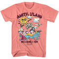 Coral silk Jaws t-shirt featuring Jaws Help Shark design
