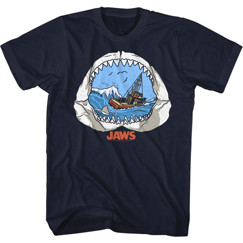 Navy Jaws t-shirt featuring Jaws Jaw View design