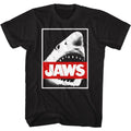 Black Jaws t-shirt featuring Jaws Red Bar design