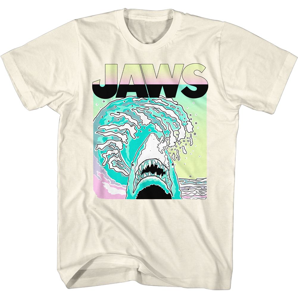 Natural Jaws t-shirt featuring Jaws Neon Waves design