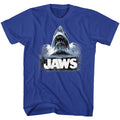 Royal blue Jaws t-shirt featuring Jaws Water design