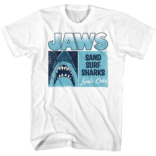 White Jaws t-shirt featuring Jaws Locals Only design