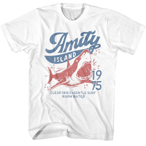 White Jaws t-shirt featuring Jaws Clear Skies 1975 design