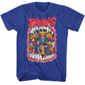 Royal blue Jaws t-shirt featuring Jaws Big Mouth design
