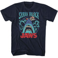 Navy Jaws t-shirt featuring Jaws Swirly Water design