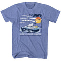 Light blue heather Jaws t-shirt featuring Jaws Amity Island Regatta design