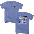 Light blue heather Jaws t-shirt featuring Jaws Amity Island Regatta design
