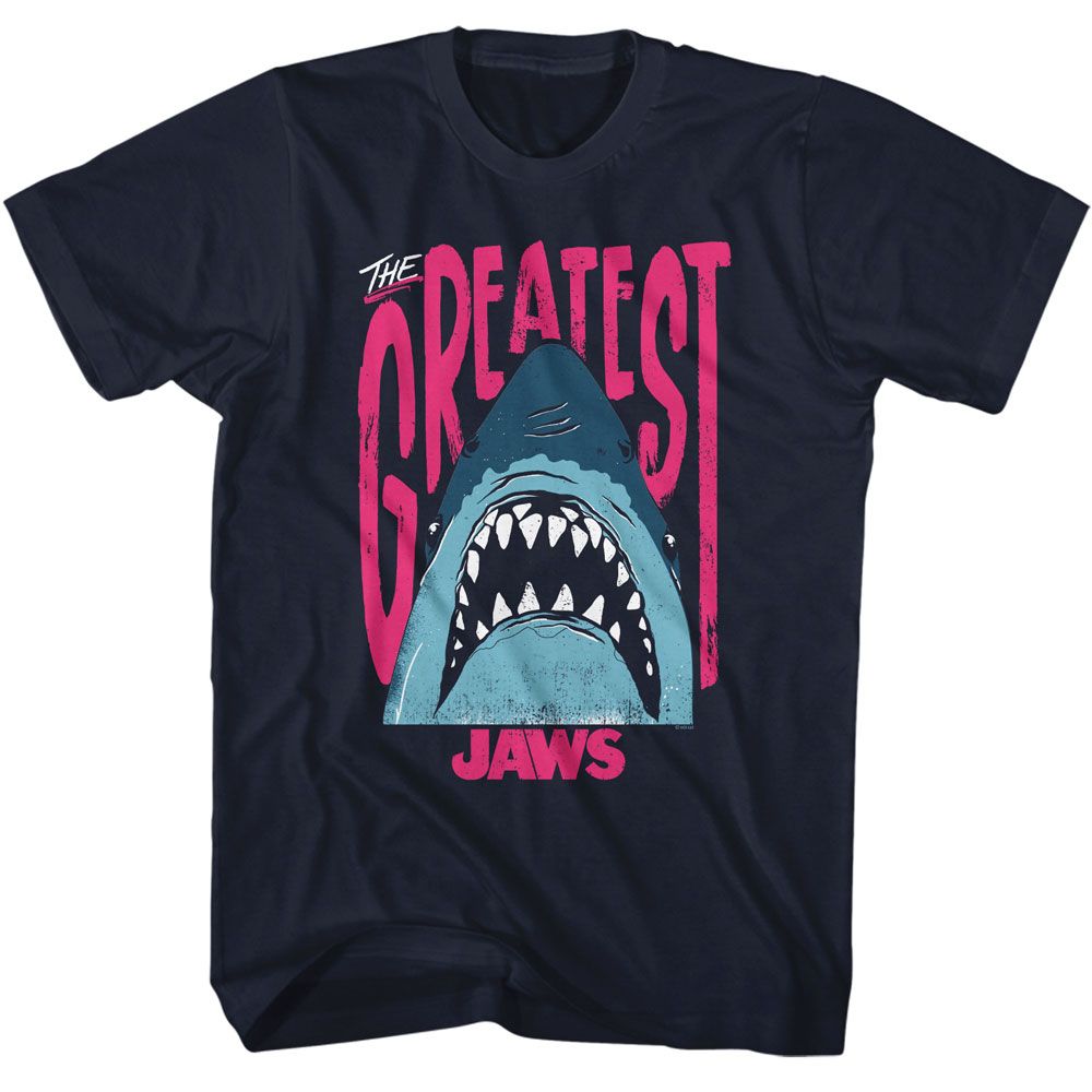 Navy Jaws t-shirt featuring Jaws The Greatest Shark design