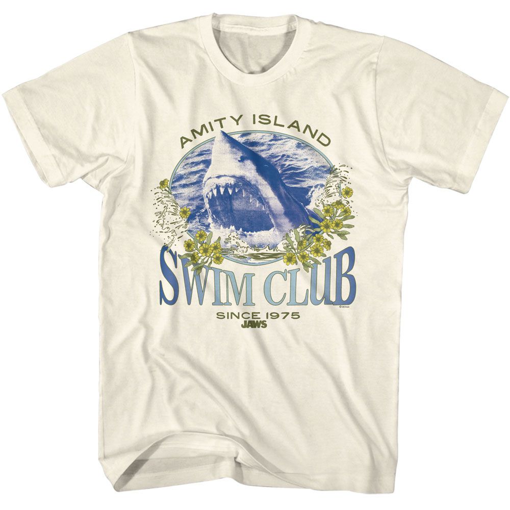 Natural Jaws t-shirt featuring Jaws Swim Club Since 1975 design