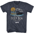 Navy heather Jaws t-shirt featuring Jaws Orca Charters Illustrated design
